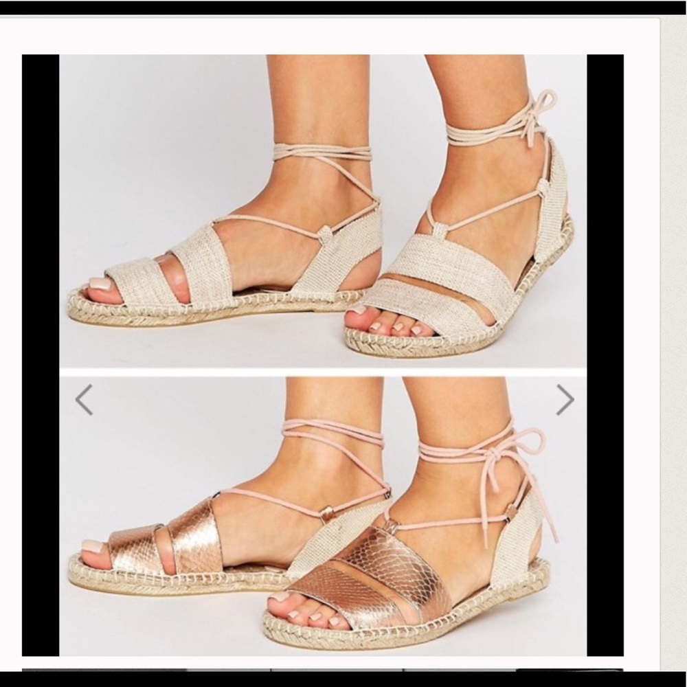 Tie up, rose gold espadrilles sandals!